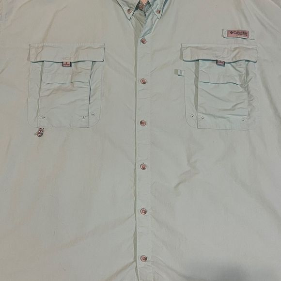 Columbia PFG Bahama II Men's 5X Aqua Short Sleeve Button-Up Fishing Shirt - Picture 5 of 6